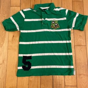 Boys Wrangler button up polo crested green/white size 7/8